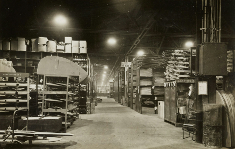 Archive warehouse shelves and machinery parts