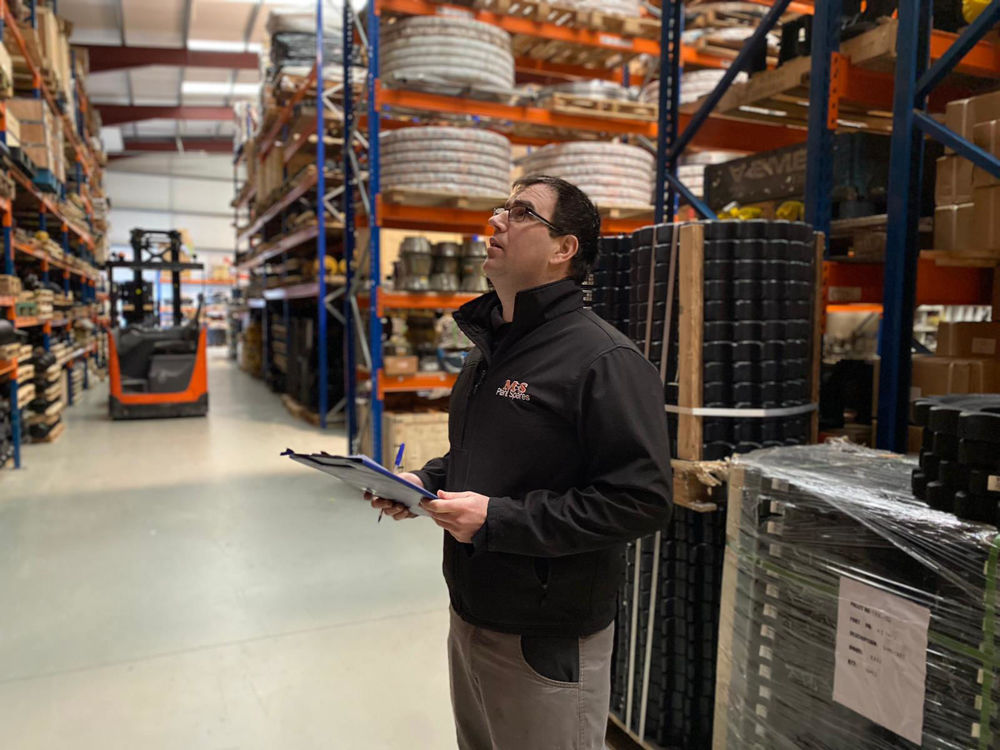 M&S Plant Spares team member checking warehouse stock