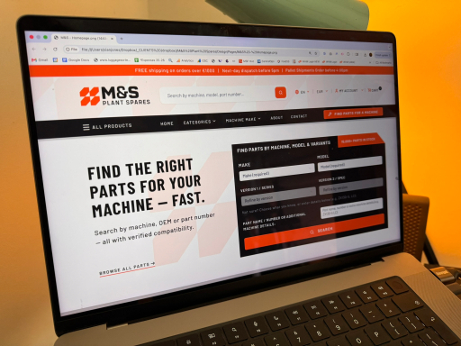 M&S Plant Spares website on a laptop