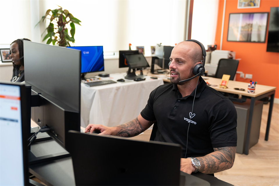 Technical support team member helping a customer